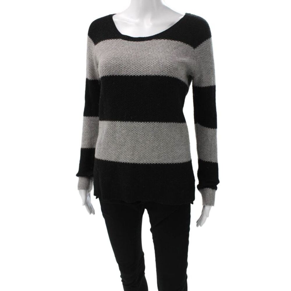 Splendid Women Black Striped Crewneck Pullover Sweater Long Sleeve Size S